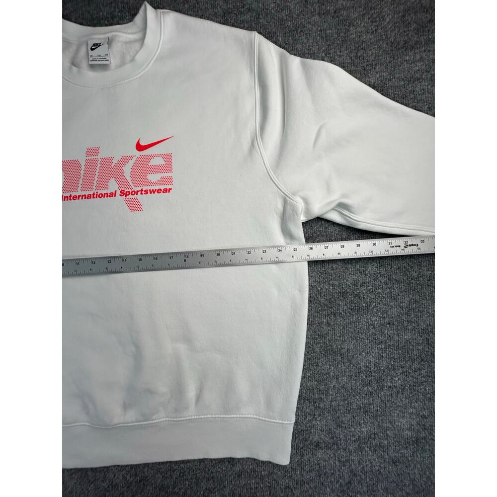 Nike International Sportswear Crewneck Sweatshirt White Red Graphic Logo M XXL - Picture 8 of 8